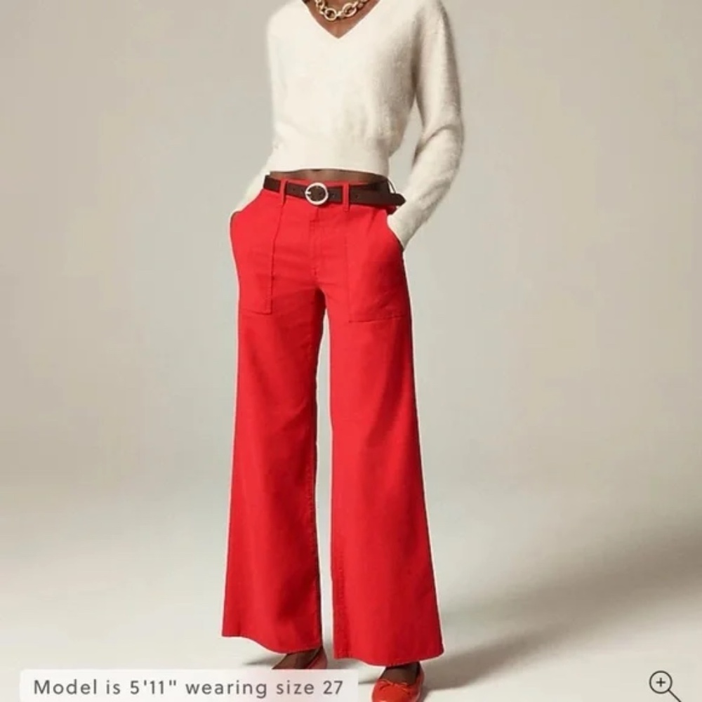 J. Crew Red Camp-Pocket Wide-Leg Pant - Sz 29 NWT